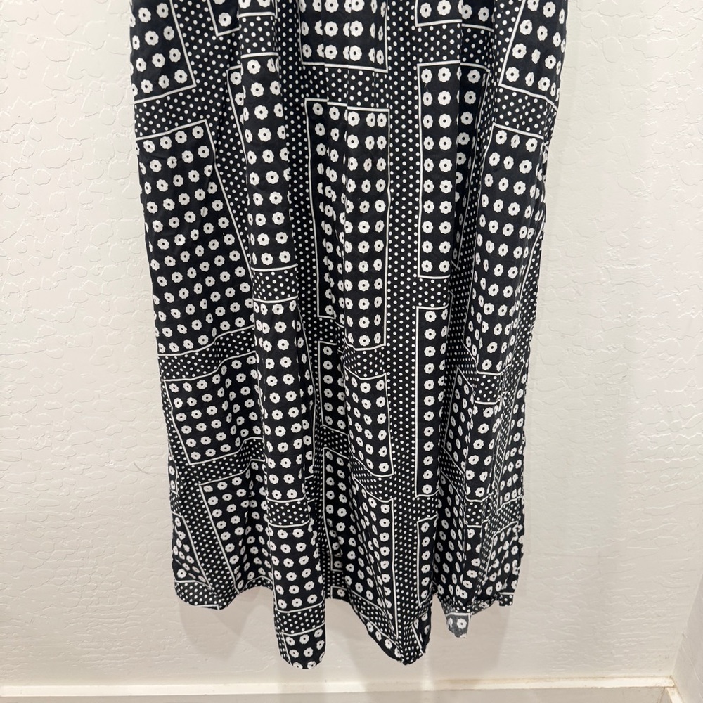 English Factory Audrey Midi Dress XS Black White Geometric Sundress Babydoll - Picture 3 of 9